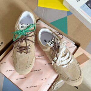 ✨✨NWB MIU MIU x New Balance 530 Sneakers Brown Suede White Lace Up Trainers
